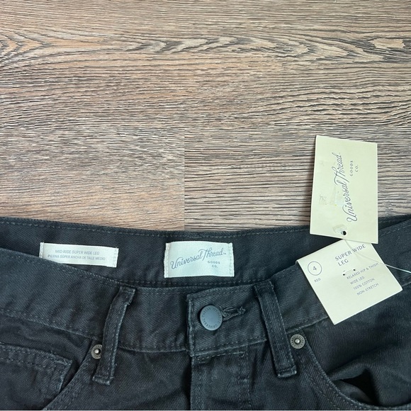 Women's Mid-Rise Super Wide Leg Jeans - Universal Thread™ Black 4 - Picture 4 of 5
